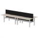 Air Back-to-Back 1800 x 800mm Height Adjustable 4 Person Bench Desk Grey Oak Top with Scalloped Edge Silver Frame with Charcoal Straight Screen HA02703