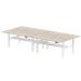 Air Back-to-Back 1800 x 800mm Height Adjustable 4 Person Bench Desk Grey Oak Top with Scalloped Edge White Frame HA02704