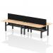 Air Back-to-Back 1800 x 800mm Height Adjustable 4 Person Office Bench Desk Maple Top with Cable Ports Black Frame with Black Straight Screen HA02707