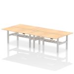 Air Back-to-Back 1800 x 800mm Height Adjustable 4 Person Bench Desk Maple Top with Cable Ports Silver Frame HA02708