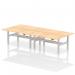 Air Back-to-Back 1800 x 800mm Height Adjustable 4 Person Office Bench Desk Maple Top with Cable Ports Silver Frame HA02708