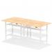 Air Back-to-Back 1800 x 800mm Height Adjustable 4 Person Office Bench Desk Maple Top with Cable Ports White Frame HA02710