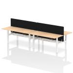 Air Back-to-Back 1800 x 800mm Height Adjustable 4 Person Bench Desk Maple Top with Cable Ports White Frame with Black Straight Screen HA02711