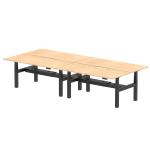 Air Back-to-Back 1800 x 800mm Height Adjustable 4 Person Bench Desk Maple Top with Scalloped Edge Black Frame HA02712