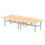 Air Back-to-Back 1800 x 800mm Height Adjustable 4 Person Bench Desk Maple Top with Scalloped Edge Silver Frame HA02714