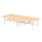 Air Back-to-Back 1800 x 800mm Height Adjustable 4 Person Bench Desk Maple Top with Scalloped Edge White Frame HA02716