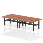 Air Back-to-Back 1800 x 800mm Height Adjustable 4 Person Bench Desk Walnut Top with Cable Ports Black Frame HA02730