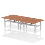 Air Back-to-Back 1800 x 800mm Height Adjustable 4 Person Bench Desk Walnut Top with Cable Ports Silver Frame HA02732