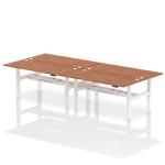 Air Back-to-Back 1800 x 800mm Height Adjustable 4 Person Bench Desk Walnut Top with Cable Ports White Frame HA02734
