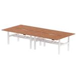 Air Back-to-Back 1800 x 800mm Height Adjustable 4 Person Bench Desk Walnut Top with Scalloped Edge White Frame HA02740
