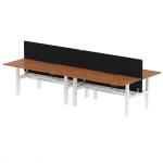 Air Back-to-Back 1800 x 800mm Height Adjustable 4 Person Bench Desk Walnut Top with Scalloped Edge White Frame with Charcoal Straight Screen HA02741