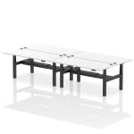 Air Back-to-Back 1800 x 800mm Height Adjustable 4 Person Bench Desk White Top with Cable Ports Black Frame HA02742