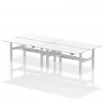 Air Back-to-Back 1800 x 800mm Height Adjustable 4 Person Office Bench Desk White Top with Cable Ports Silver Frame HA02744