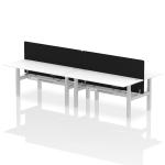 Air Back-to-Back 1800 x 800mm Height Adjustable 4 Person Bench Desk White Top with Cable Ports Silver Frame with Black Straight Screen HA02745
