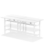 Air Back-to-Back 1800 x 800mm Height Adjustable 4 Person Bench Desk White Top with Cable Ports White Frame HA02746