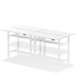 Air Back-to-Back 1800 x 800mm Height Adjustable 4 Person Office Bench Desk White Top with Cable Ports White Frame HA02746