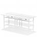 Air Back-to-Back 1800 x 800mm Height Adjustable 4 Person Office Bench Desk White Top with Cable Ports White Frame HA02746