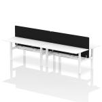 Air Back-to-Back 1800 x 800mm Height Adjustable 4 Person Bench Desk White Top with Cable Ports White Frame with Black Straight Screen HA02747