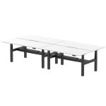 Air Back-to-Back 1800 x 800mm Height Adjustable 4 Person Bench Desk White Top with Scalloped Edge Black Frame HA02748