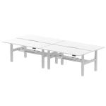 Air Back-to-Back 1800 x 800mm Height Adjustable 4 Person Bench Desk White Top with Scalloped Edge Silver Frame HA02750
