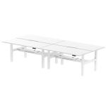 Air Back-to-Back 1800 x 800mm Height Adjustable 4 Person Bench Desk White Top with Scalloped Edge White Frame HA02752