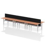 Air Back-to-Back 1800 x 800mm Height Adjustable 6 Person Bench Desk Beech Top with Cable Ports Silver Frame with Black Straight Screen HA02757