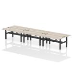 Air Back-to-Back 1800 x 800mm Height Adjustable 6 Person Bench Desk Grey Oak Top with Cable Ports Black Frame HA02766
