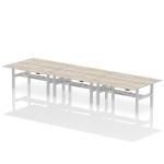 Air Back-to-Back 1800 x 800mm Height Adjustable 6 Person Bench Desk Grey Oak Top with Cable Ports Silver Frame HA02768