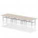 Air Back-to-Back 1800 x 800mm Height Adjustable 6 Person Bench Desk Grey Oak Top with Cable Ports Silver Frame HA02768