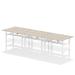 Air Back-to-Back 1800 x 800mm Height Adjustable 6 Person Bench Desk Grey Oak Top with Cable Ports White Frame HA02770