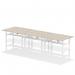 Air Back-to-Back 1800 x 800mm Height Adjustable 6 Person Bench Desk Grey Oak Top with Cable Ports White Frame HA02770