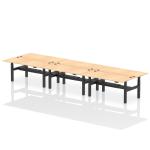 Air Back-to-Back 1800 x 800mm Height Adjustable 6 Person Bench Desk Maple Top with Cable Ports Black Frame HA02778