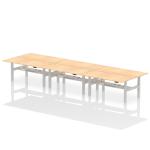 Air Back-to-Back 1800 x 800mm Height Adjustable 6 Person Bench Desk Maple Top with Cable Ports Silver Frame HA02780