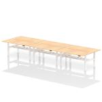 Air Back-to-Back 1800 x 800mm Height Adjustable 6 Person Bench Desk Maple Top with Cable Ports White Frame HA02782