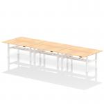 Air Back-to-Back 1800 x 800mm Height Adjustable 6 Person Office Bench Desk Maple Top with Cable Ports White Frame HA02782