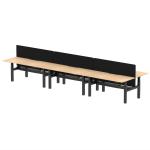Air Back-to-Back 1800 x 800mm Height Adjustable 6 Person Bench Desk Maple Top with Scalloped Edge Black Frame with Charcoal Straight Screen HA02785