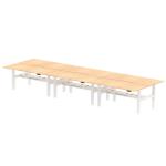Air Back-to-Back 1800 x 800mm Height Adjustable 6 Person Bench Desk Maple Top with Scalloped Edge White Frame HA02788