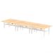 Air Back-to-Back 1800 x 800mm Height Adjustable 6 Person Bench Desk Maple Top with Scalloped Edge White Frame HA02788