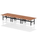 Air Back-to-Back 1800 x 800mm Height Adjustable 6 Person Bench Desk Walnut Top with Cable Ports Black Frame HA02802