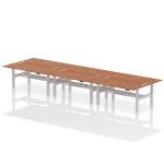 Air Back-to-Back 1800 x 800mm Height Adjustable 6 Person Bench Desk Walnut Top with Cable Ports Silver Frame HA02804