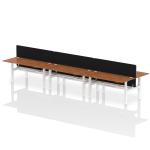 Air Back-to-Back 1800 x 800mm Height Adjustable 6 Person Bench Desk Walnut Top with Cable Ports White Frame with Black Straight Screen HA02807