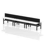 Air Back-to-Back 1800 x 800mm Height Adjustable 6 Person Bench Desk White Top with Cable Ports Black Frame with Black Straight Screen HA02815
