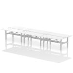 Air Back-to-Back 1800 x 800mm Height Adjustable 6 Person Bench Desk White Top with Cable Ports Silver Frame HA02816