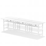 Air Back-to-Back 1800 x 800mm Height Adjustable 6 Person Office Bench Desk White Top with Cable Ports White Frame HA02818