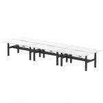 Air Back-to-Back 1800 x 800mm Height Adjustable 6 Person Bench Desk White Top with Scalloped Edge Black Frame HA02820