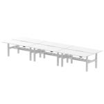 Air Back-to-Back 1800 x 800mm Height Adjustable 6 Person Bench Desk White Top with Scalloped Edge Silver Frame HA02822