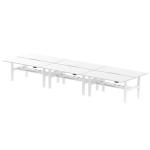 Air Back-to-Back 1800 x 800mm Height Adjustable 6 Person Bench Desk White Top with Scalloped Edge White Frame HA02824