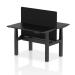Air Back-to-Back 1200 x 600mm Height Adjustable 2 Person Bench Desk Black Top with Cable Ports Black Frame with Black Straight Screen HA02827