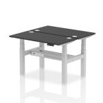 Air Back-to-Back 1200 x 600mm Height Adjustable 2 Person Bench Desk Black Top with Cable Ports Silver Frame HA02828