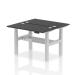 Air Back-to-Back 1200 x 600mm Height Adjustable 2 Person Bench Desk Black Top with Cable Ports Silver Frame HA02828